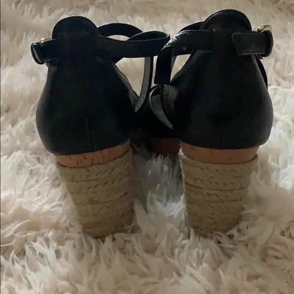 Cole Haan Black Leather Wedge Woven - Picture 3 of 7